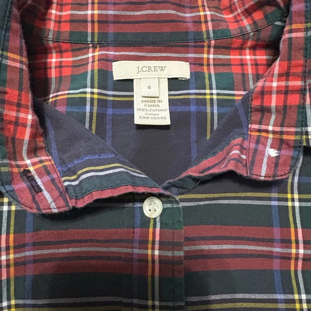 J.Crew Perfect Stewart Christmas Plaid Collared Button Down size 4